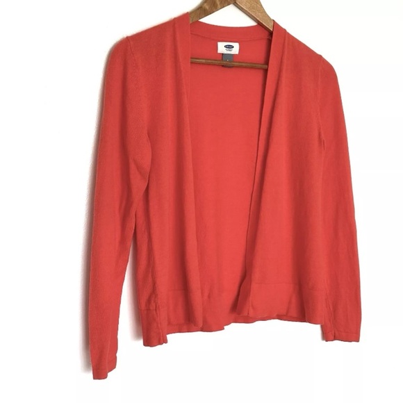 Open Front Long Sleeve Lightweight Cardigan XS Red Orange - Picture 7 of 8
